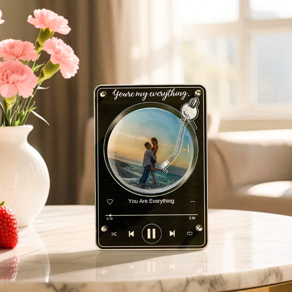 Plaque Photo Personnalisée En Forme De Tourne-disque, Plaque Musicale Avec Photo Rotative, Plaque Magnétique Photo Et Musique Avec Haut-parleur - votrecollierprenomfr