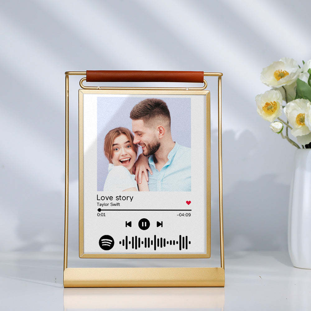 Cadre Photo À Code Spotify Scannable, Présentoir Personnalisé Double Face, Cadeaux Pour Les Amoureux - votrecollierprenomfr