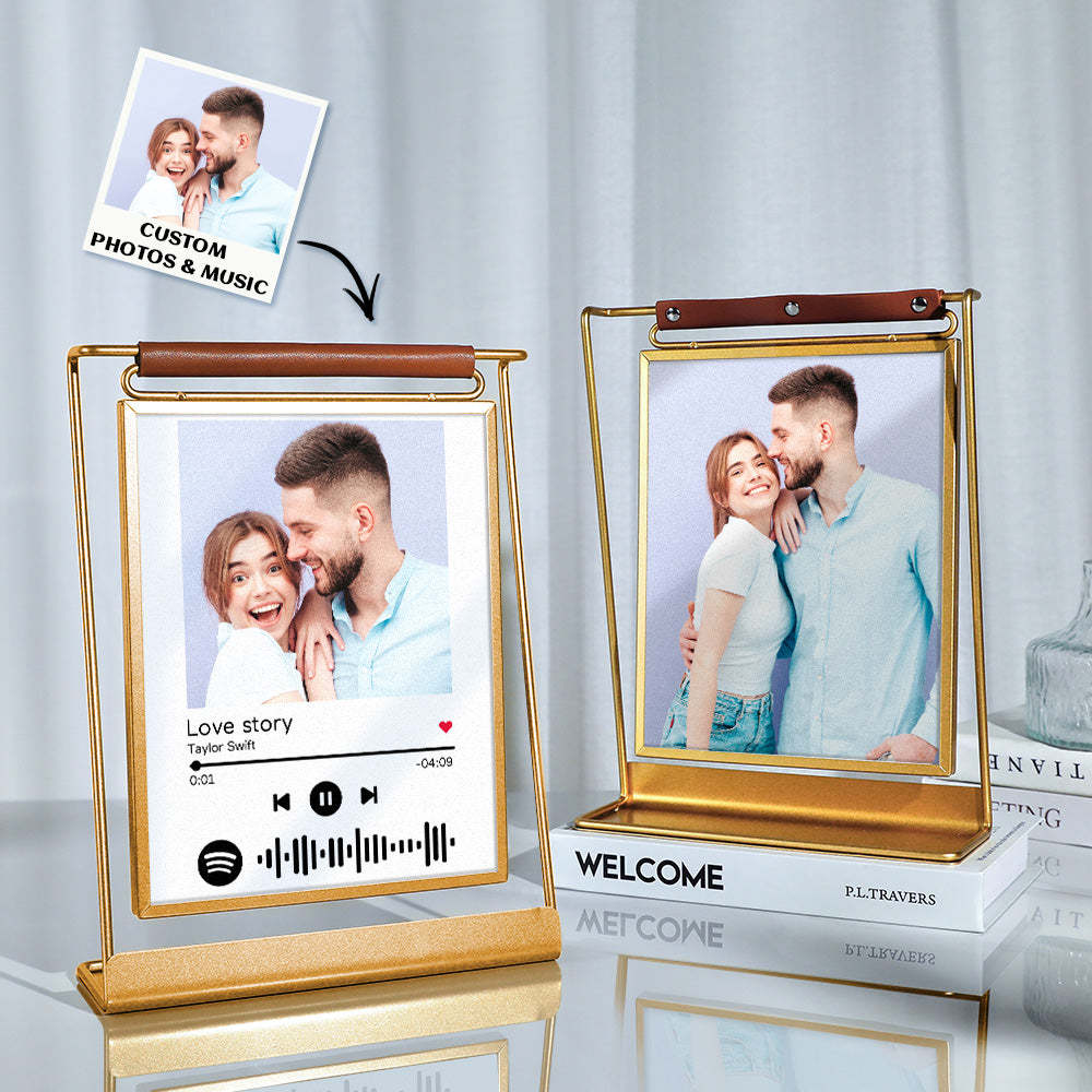 Cadre Photo À Code Spotify Scannable, Présentoir Personnalisé Double Face, Cadeaux Pour Les Amoureux - votrecollierprenomfr