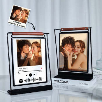 Cadre Photo À Code Spotify Scannable, Présentoir Personnalisé Double Face, Cadeaux Pour Les Amoureux - votrecollierprenomfr