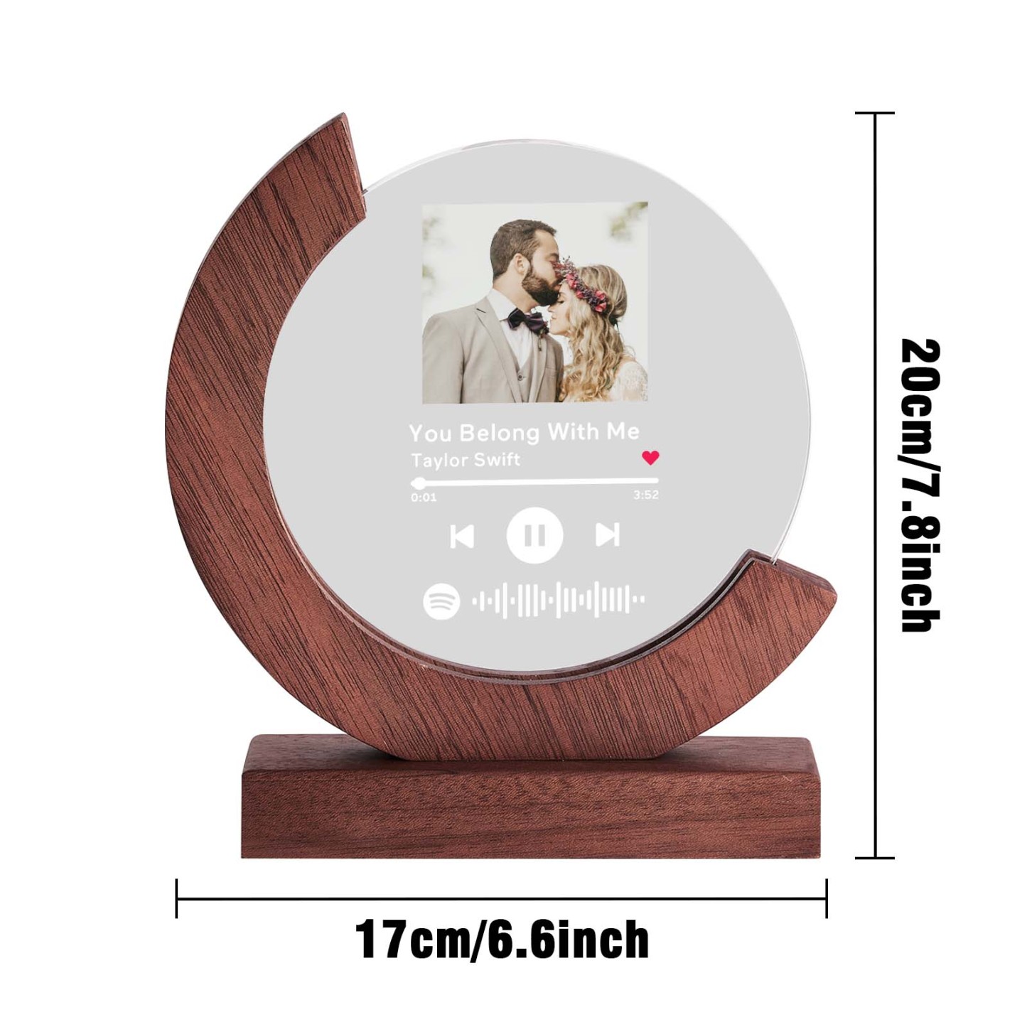 Plaque Musicale En Cristal Avec Code Musical Personnalisé Scannable Avec Photo Personnalisée - votrecollierprenomfr