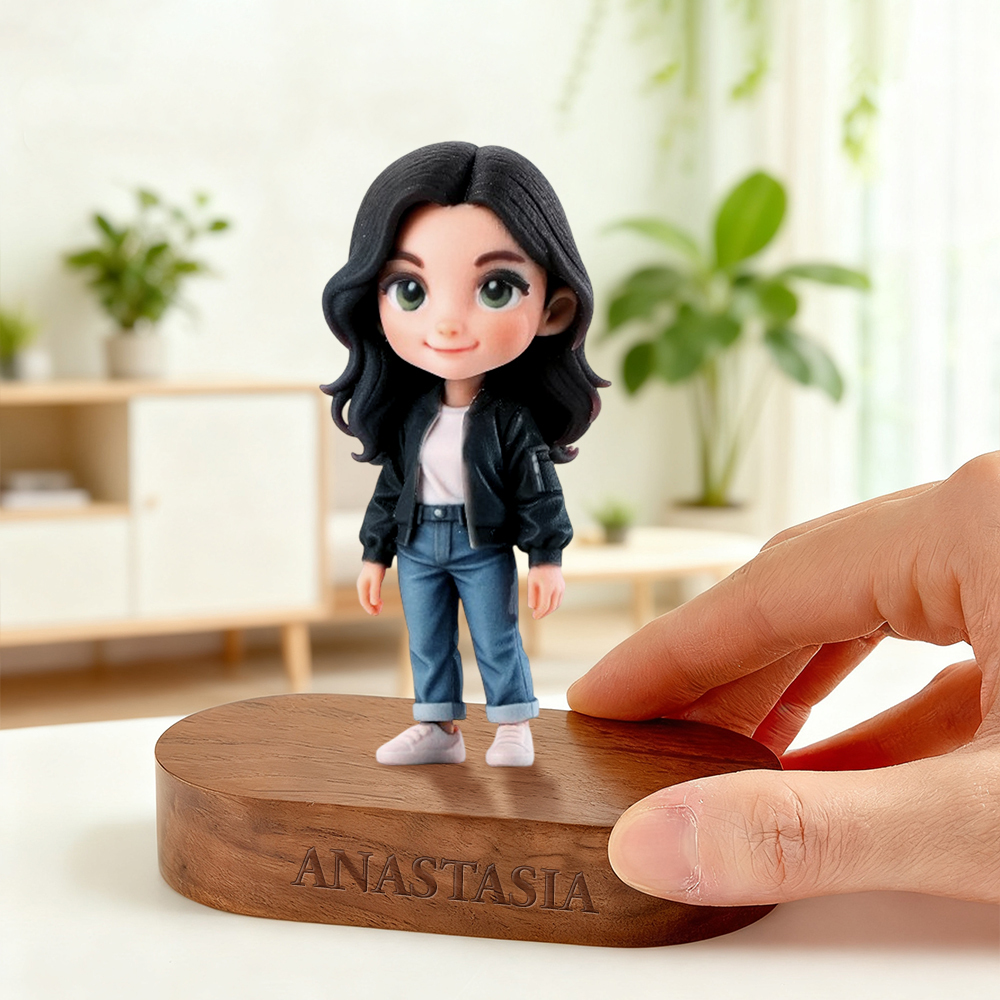 Figurine 3d Personnalisée Avec Socle En Bois Gravé, Nom Et Message Personnalisés, Idéale Pour La Saint-valentin Ou Comme Souvenir D'anniversaire. - votrecollierprenomfr