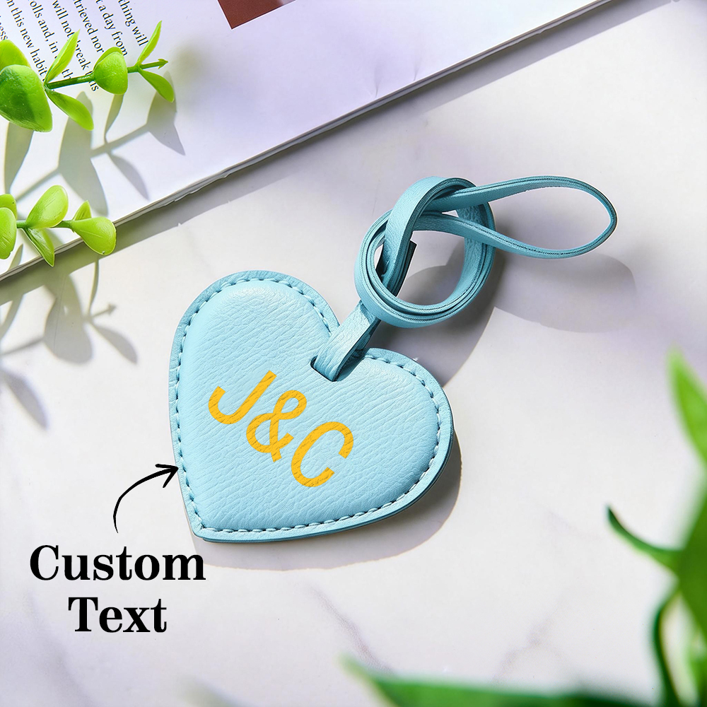 Porte-clés Cœur En Cuir Personnalisé, Breloque Cœur, Pendentif Cœur Initial En Cuir, Accessoire De Sac À Main, Cadeau Pour Elle - votrecollierprenomfr