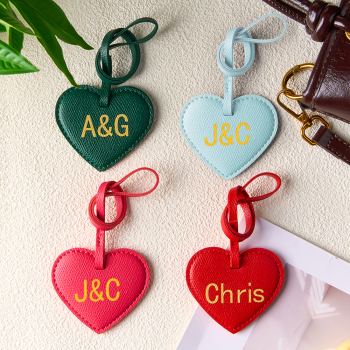 Porte-clés Cœur En Cuir Personnalisé, Breloque Cœur, Pendentif Cœur Initial En Cuir, Accessoire De Sac À Main, Cadeau Pour Elle - votrecollierprenomfr