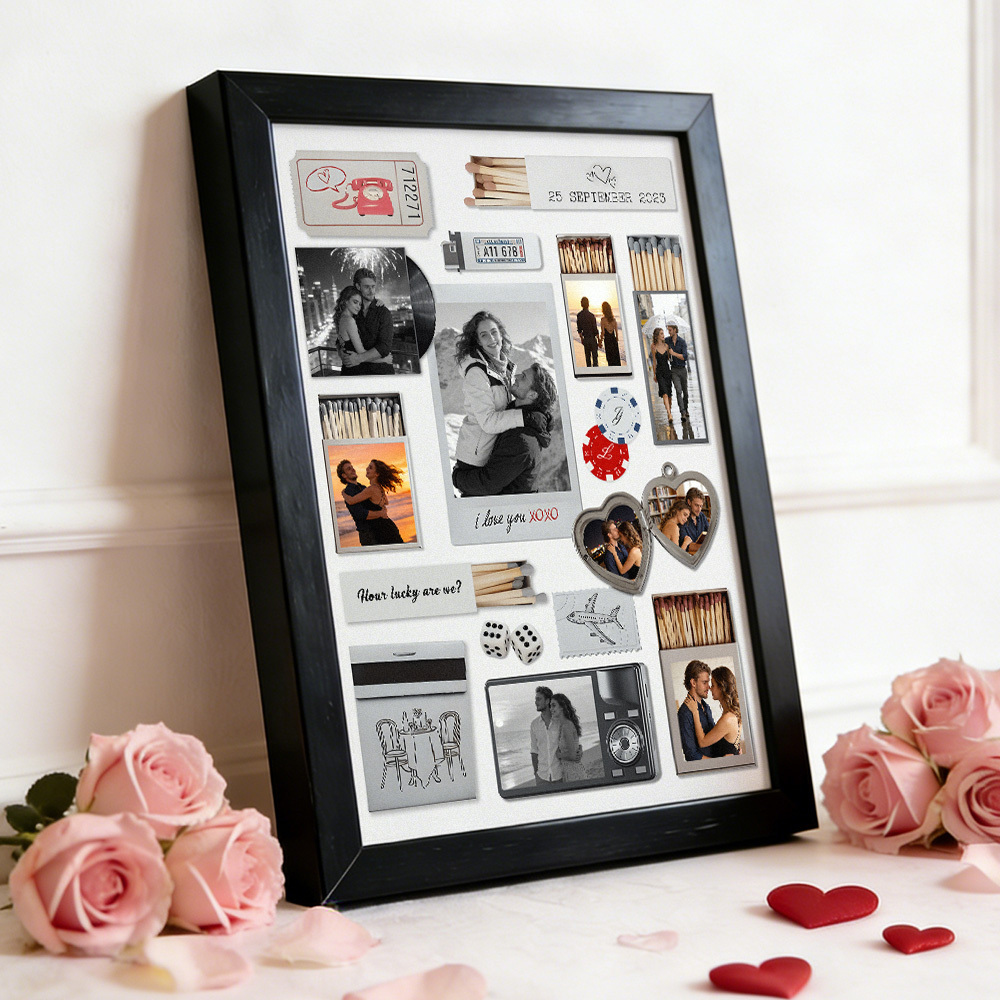 Cadre Photo Personnalisé En Boîte D'allumettes Avec Votre Texte, Poster Imprimé, Décoration Murale, Cadeau D'anniversaire - votrecollierprenomfr