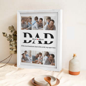 Cadre En Bois Avec Photo Et Texte Personnalisés, Design Unique, Cadeaux Pour La Fête Des Pères - votrecollierprenomfr