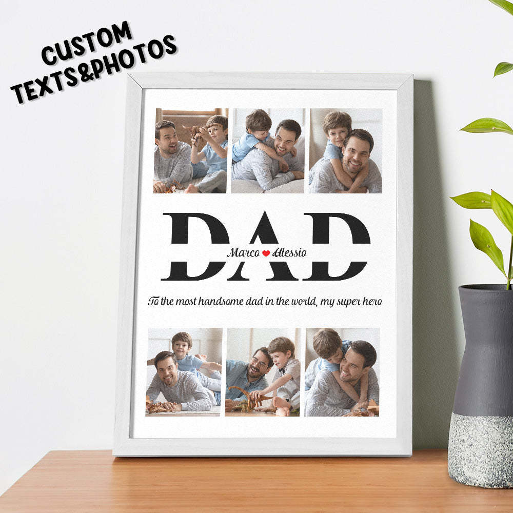 Cadre En Bois Avec Photo Et Texte Personnalisés, Design Unique, Cadeaux Pour La Fête Des Pères - votrecollierprenomfr