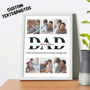 Cadre En Bois Avec Photo Et Texte Personnalisés, Design Unique, Cadeaux Pour La Fête Des Pères - votrecollierprenomfr