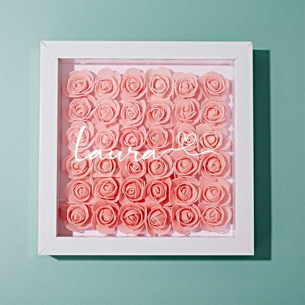 Boîte D'ombre De Fleur Personnalisée Nom Personnalisé Cadeau De Cadre De Fleur D'ombre De Fleur Pour La Maman - votrecollierprenomfr