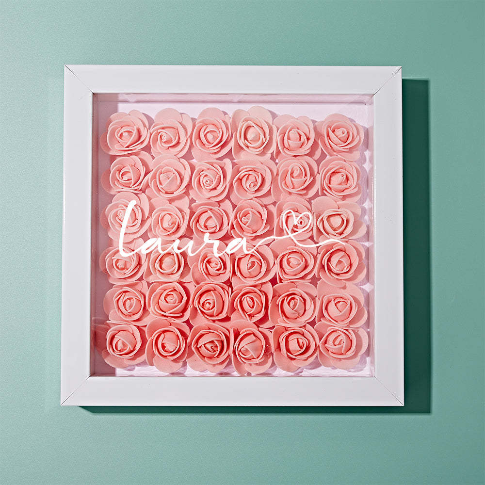 Boîte D'ombre De Fleur Personnalisée Nom Personnalisé Cadeau De Cadre De Fleur D'ombre De Fleur - votrecollierprenomfr