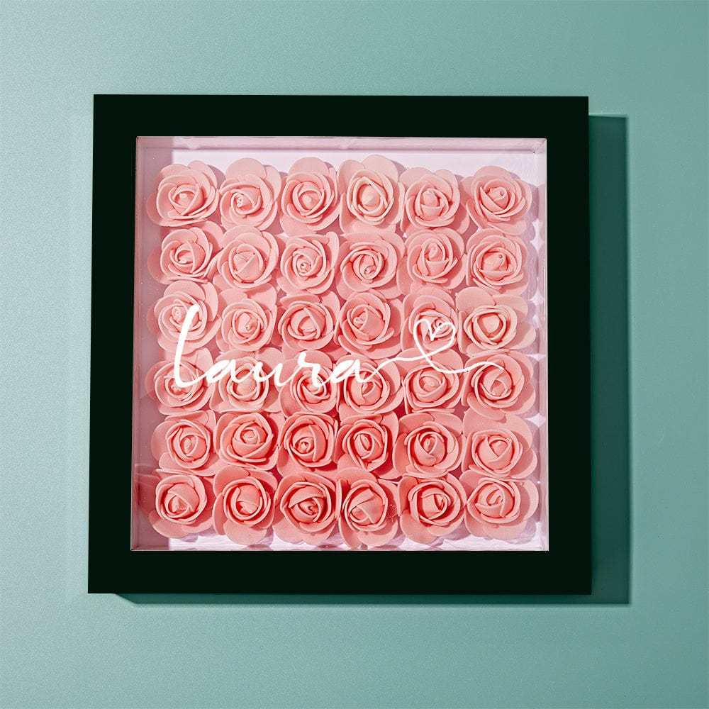 Boîte D'ombre De Fleur Personnalisée Nom Personnalisé Cadeau De Cadre De Fleur D'ombre De Fleur Pour La Maman - votrecollierprenomfr