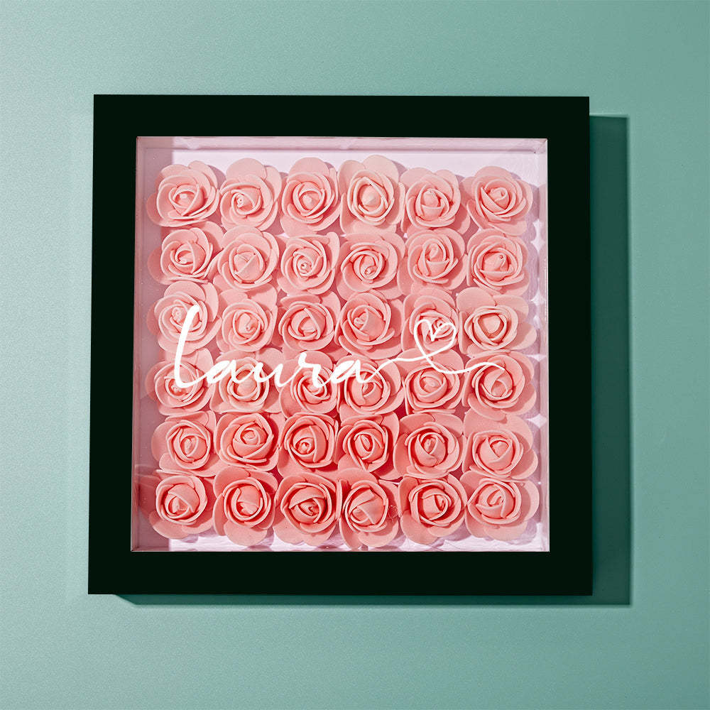 Boîte D'ombre De Fleur Personnalisée Nom Personnalisé Cadeau De Cadre De Fleur D'ombre De Fleur - votrecollierprenomfr