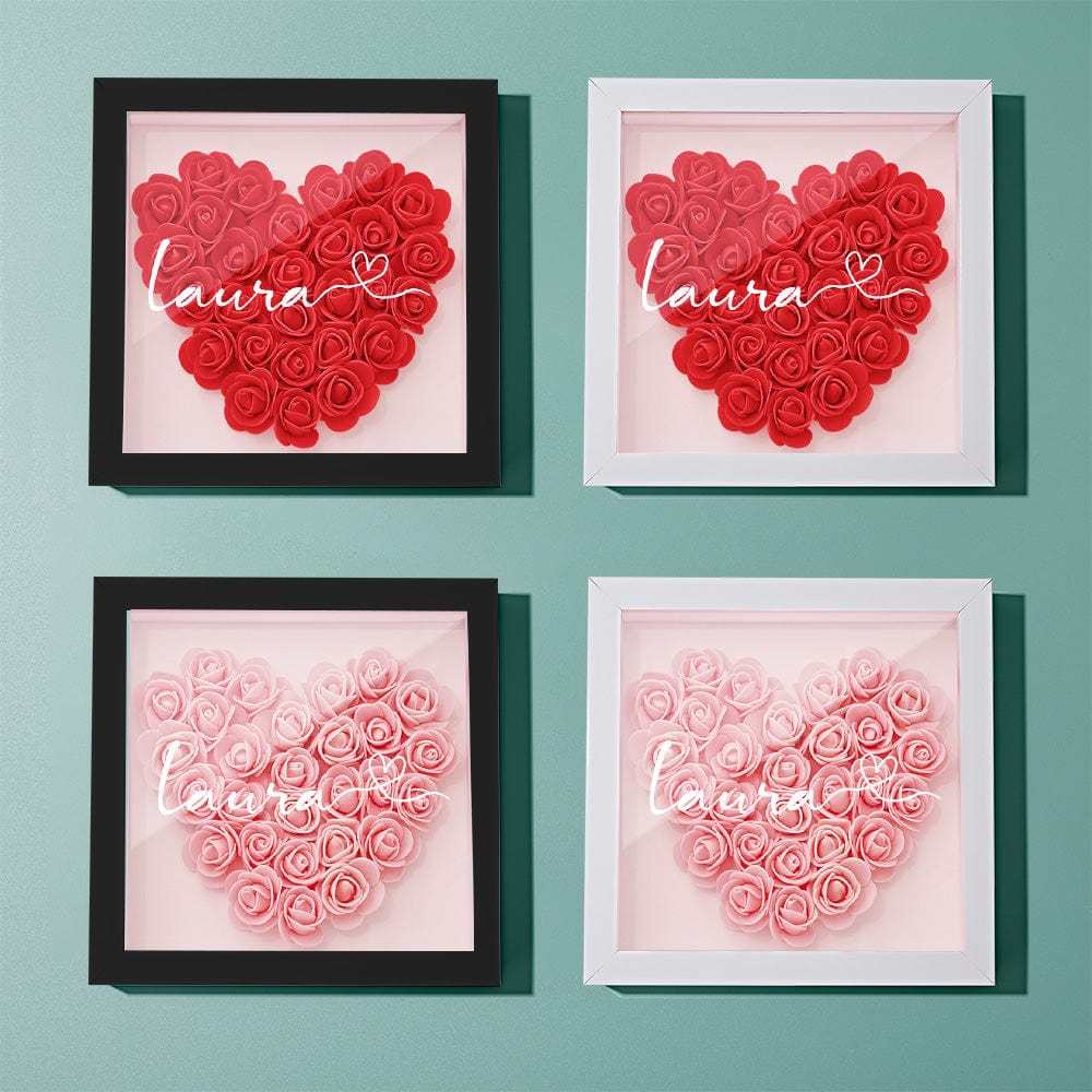 Boîte D'ombre De Fleur Personnalisée Nom Personnalisé Cadeau De Cadre De Fleur D'ombre De Fleur Pour La Maman - votrecollierprenomfr