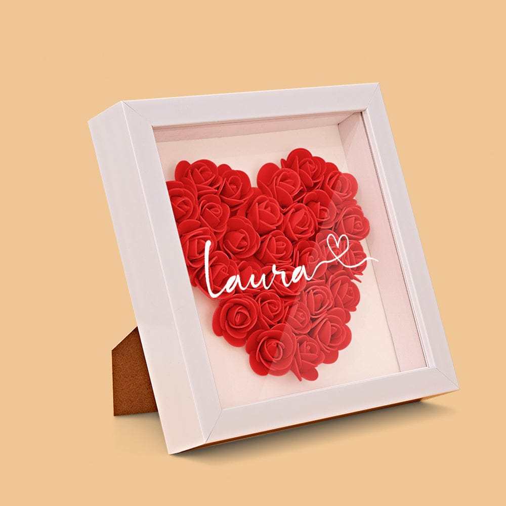 Boîte D'ombre De Fleur Personnalisée Nom Personnalisé Cadeau De Cadre De Fleur D'ombre De Fleur Pour La Maman - votrecollierprenomfr