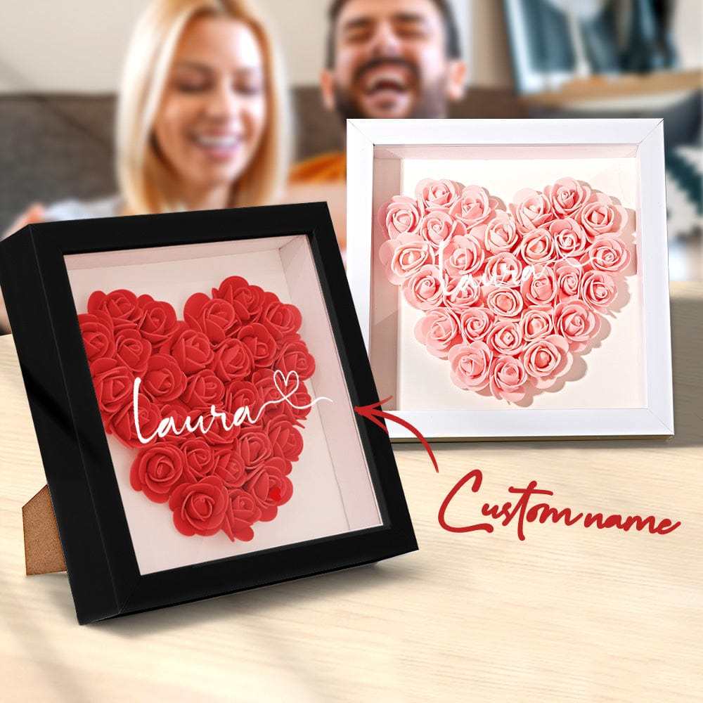 Boîte D'ombre De Fleur Personnalisée Nom Personnalisé Cadeau De Cadre De Fleur D'ombre De Fleur Pour La Maman - votrecollierprenomfr