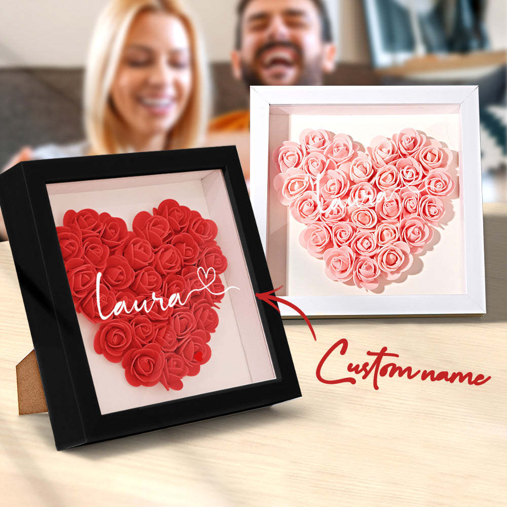 Boîte D'ombre De Fleur Personnalisée Nom Personnalisé Cadeau De Cadre De Fleur D'ombre De Fleur - votrecollierprenomfr