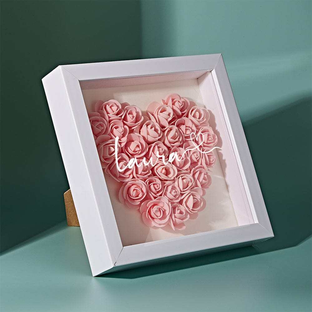 Boîte D'ombre De Fleur Personnalisée Nom Personnalisé Cadeau De Cadre De Fleur D'ombre De Fleur Pour La Maman - votrecollierprenomfr