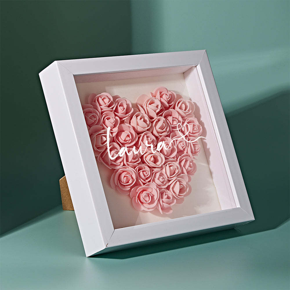Boîte D'ombre De Fleur Personnalisée Nom Personnalisé Cadeau De Cadre De Fleur D'ombre De Fleur - votrecollierprenomfr