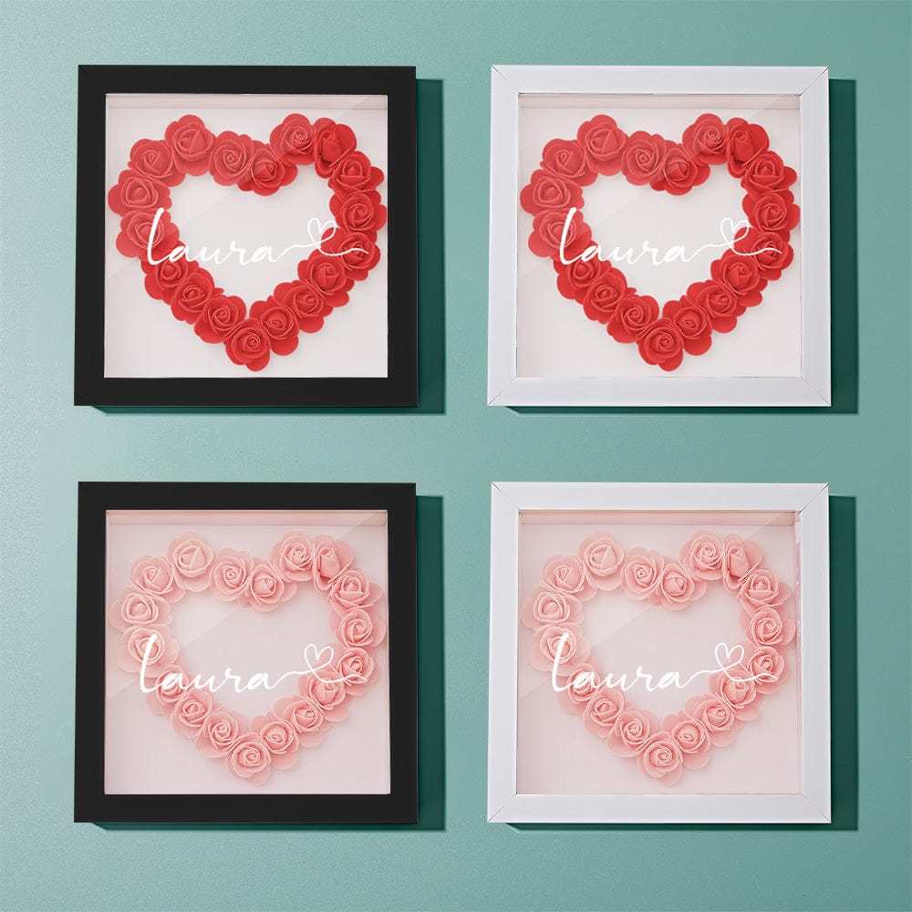 Boîte D'ombre De Fleur Personnalisée Nom Personnalisé Cadeau De Cadre De Fleur D'ombre De Fleur Pour La Maman - votrecollierprenomfr