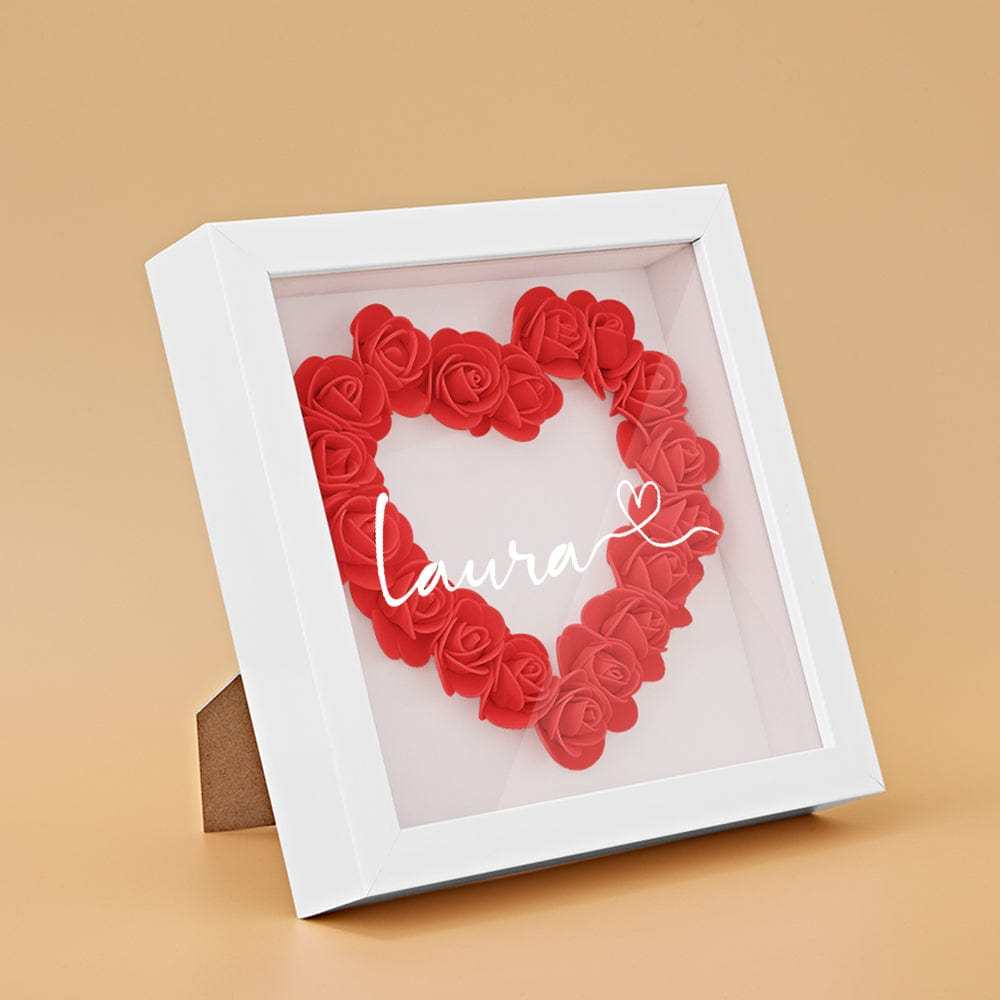 Boîte D'ombre De Fleur Personnalisée Nom Personnalisé Cadeau De Cadre De Fleur D'ombre De Fleur Pour La Maman - votrecollierprenomfr