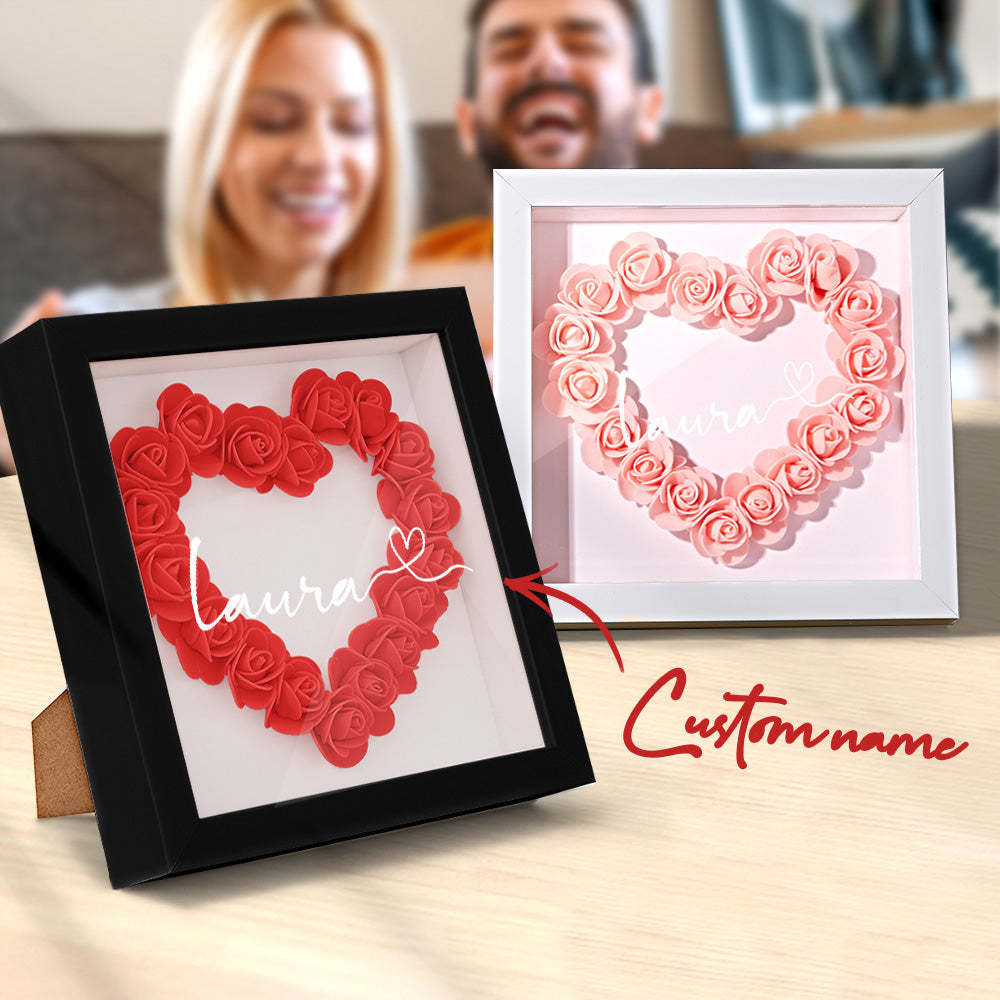 Boîte D'ombre De Fleur Personnalisée Nom Personnalisé Cadeau De Cadre De Fleur D'ombre De Fleur - votrecollierprenomfr