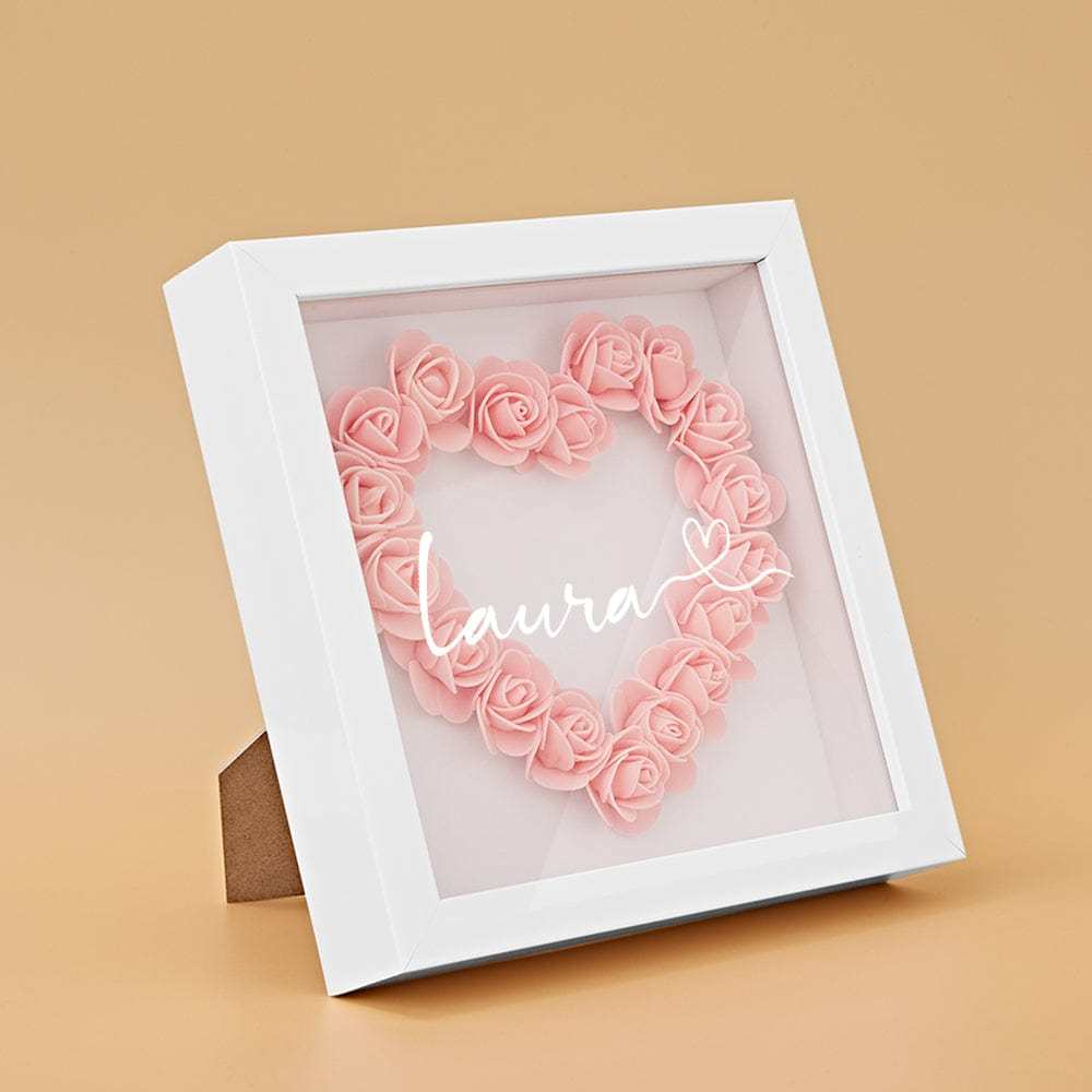 Boîte D'ombre De Fleur Personnalisée Nom Personnalisé Cadeau De Cadre De Fleur D'ombre De Fleur Pour La Maman - votrecollierprenomfr