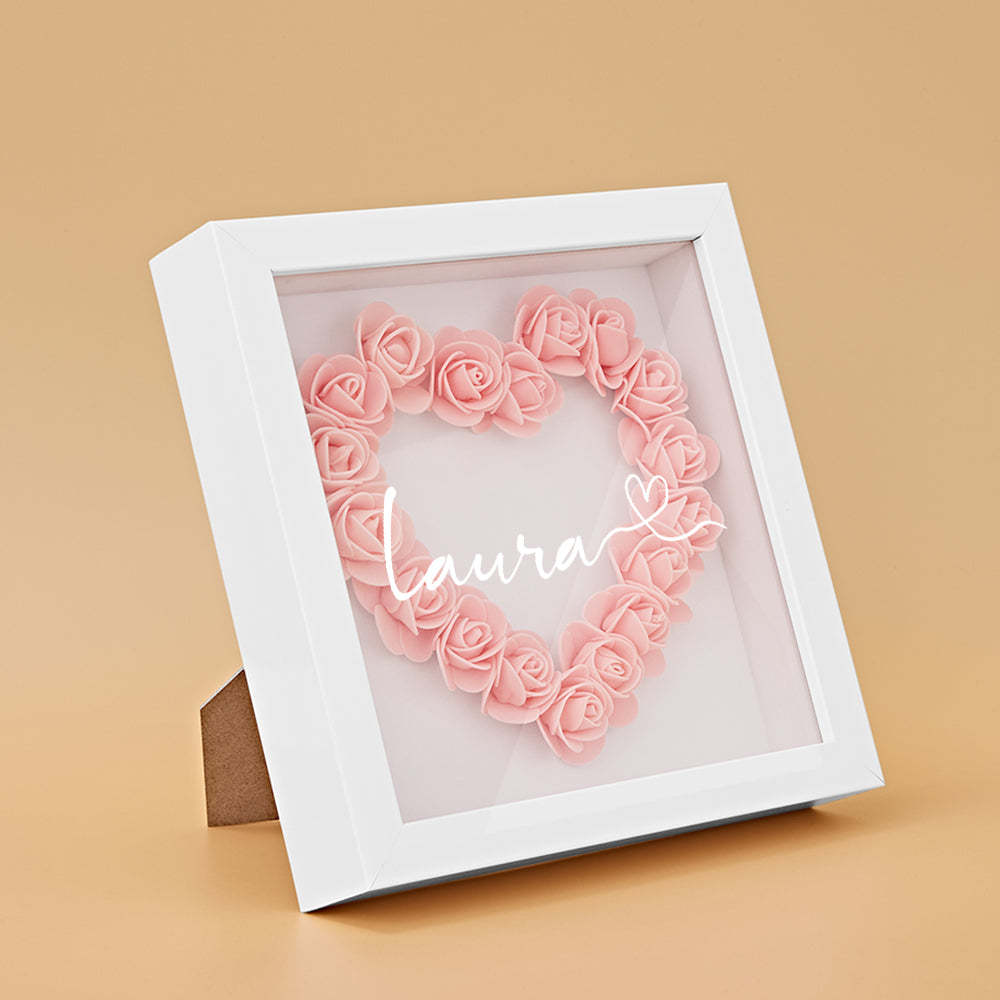 Boîte D'ombre De Fleur Personnalisée Nom Personnalisé Cadeau De Cadre De Fleur D'ombre De Fleur - votrecollierprenomfr