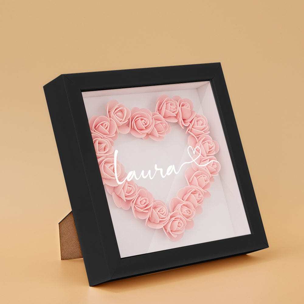 Boîte D'ombre De Fleur Personnalisée Nom Personnalisé Cadeau De Cadre De Fleur D'ombre De Fleur Pour La Maman - votrecollierprenomfr
