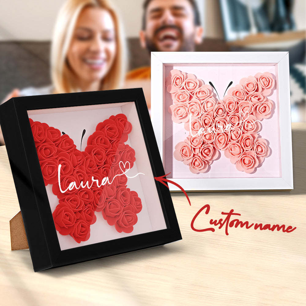 Boîte D'ombre De Fleur Personnalisée Nom Personnalisé Cadeau De Cadre De Fleur D'ombre De Fleur - votrecollierprenomfr