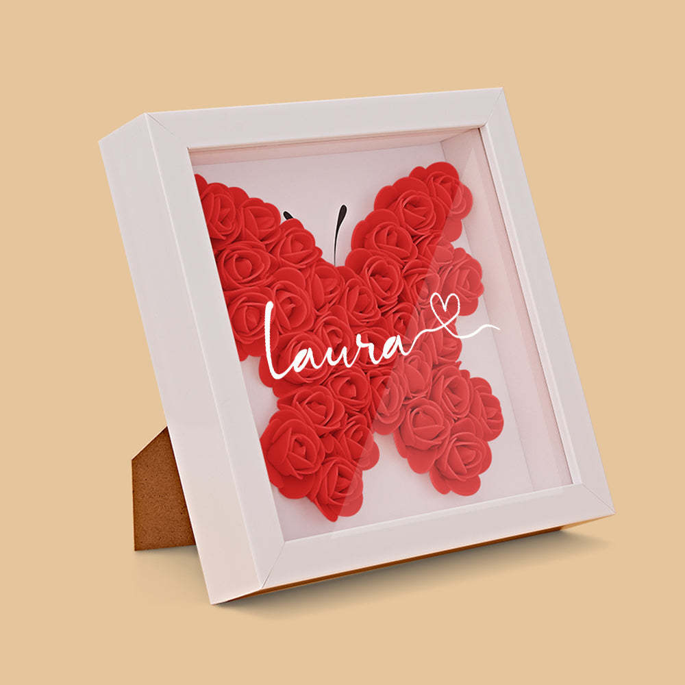 Boîte D'ombre De Fleur Personnalisée Nom Personnalisé Cadeau De Cadre De Fleur D'ombre De Fleur - votrecollierprenomfr