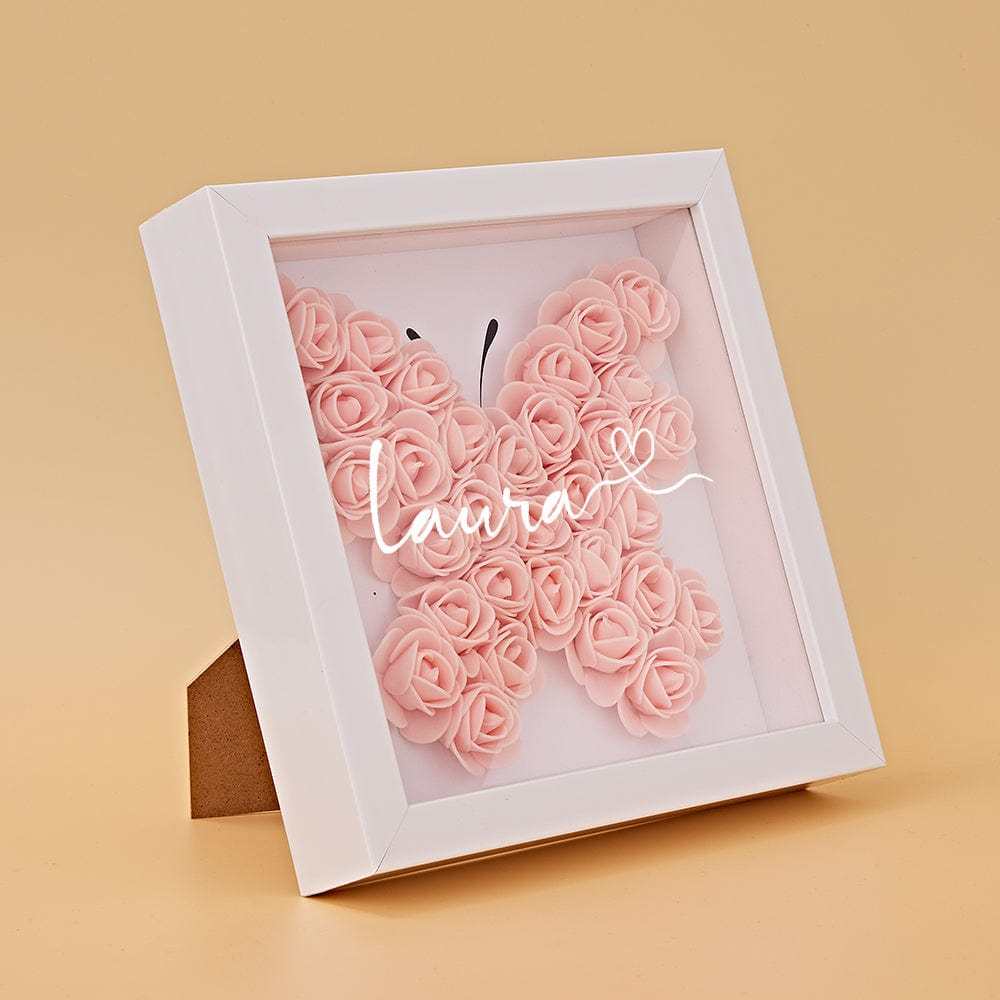 Boîte D'ombre De Fleur Personnalisée Nom Personnalisé Cadeau De Cadre De Fleur D'ombre De Fleur Pour La Maman - votrecollierprenomfr