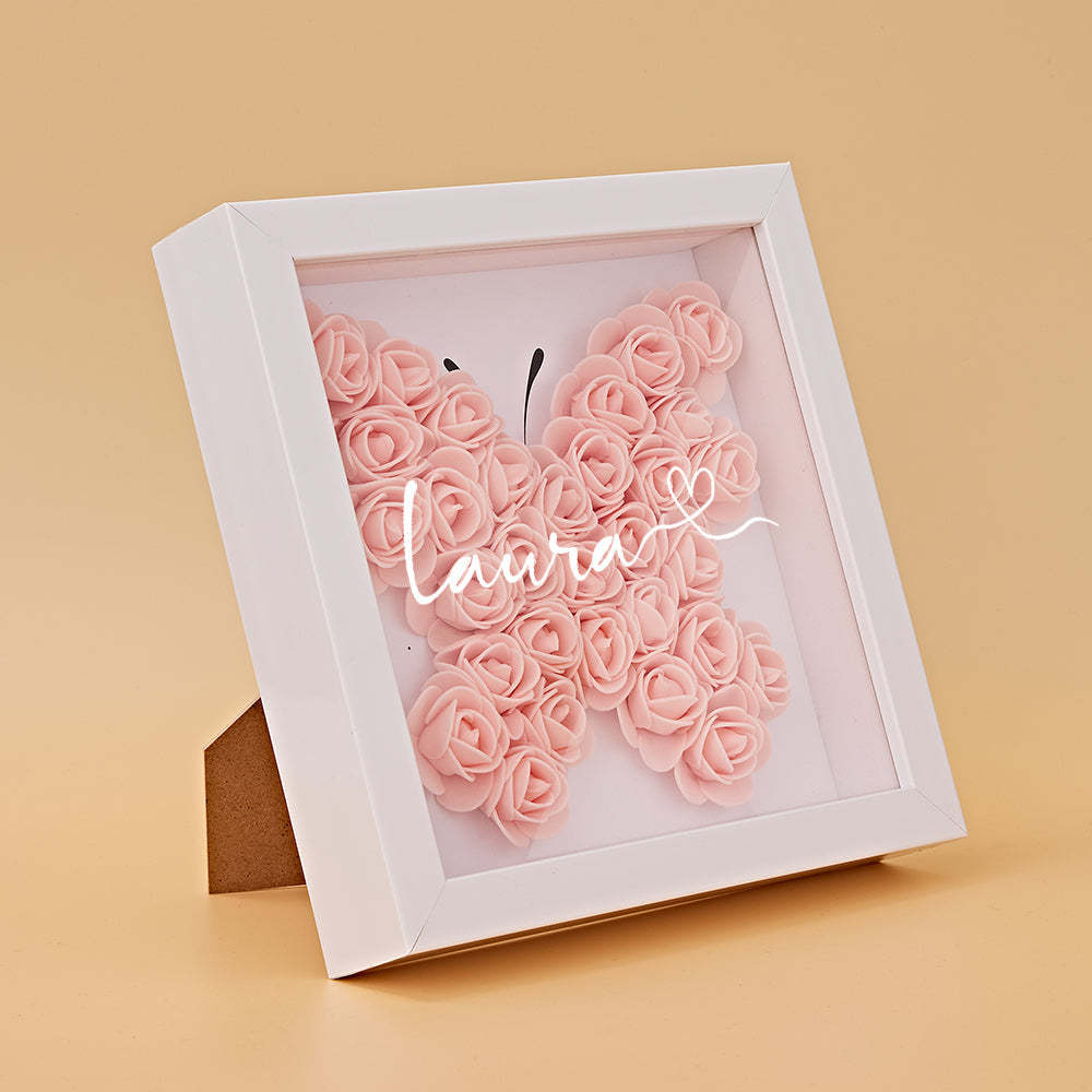 Boîte D'ombre De Fleur Personnalisée Nom Personnalisé Cadeau De Cadre De Fleur D'ombre De Fleur - votrecollierprenomfr