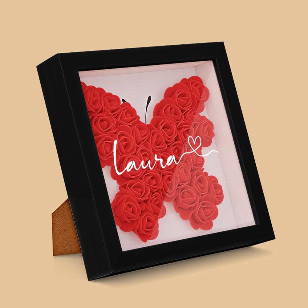 Boîte D'ombre De Fleur Personnalisée Nom Personnalisé Cadeau De Cadre De Fleur D'ombre De Fleur Pour La Maman - votrecollierprenomfr