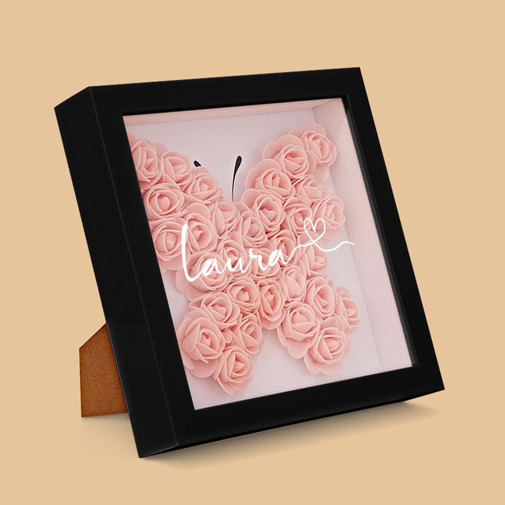 Boîte D'ombre De Fleur Personnalisée Nom Personnalisé Cadeau De Cadre De Fleur D'ombre De Fleur - votrecollierprenomfr