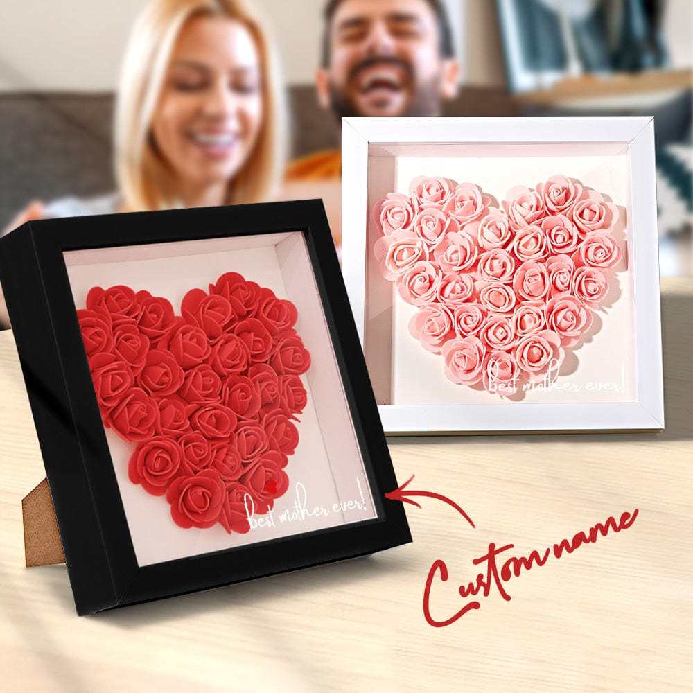 Boîte D'ombre De Fleur Personnalisée Nom Personnalisé Cadeau De Cadre De Fleur D'ombre De Fleur Pour La Maman - votrecollierprenomfr