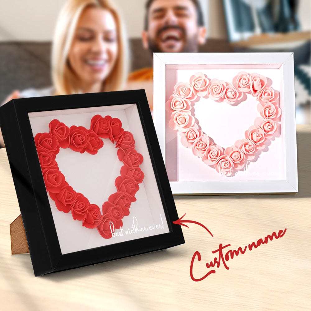 Boîte D'ombre De Fleur Personnalisée Nom Personnalisé Cadeau De Cadre De Fleur D'ombre De Fleur Pour La Maman - votrecollierprenomfr