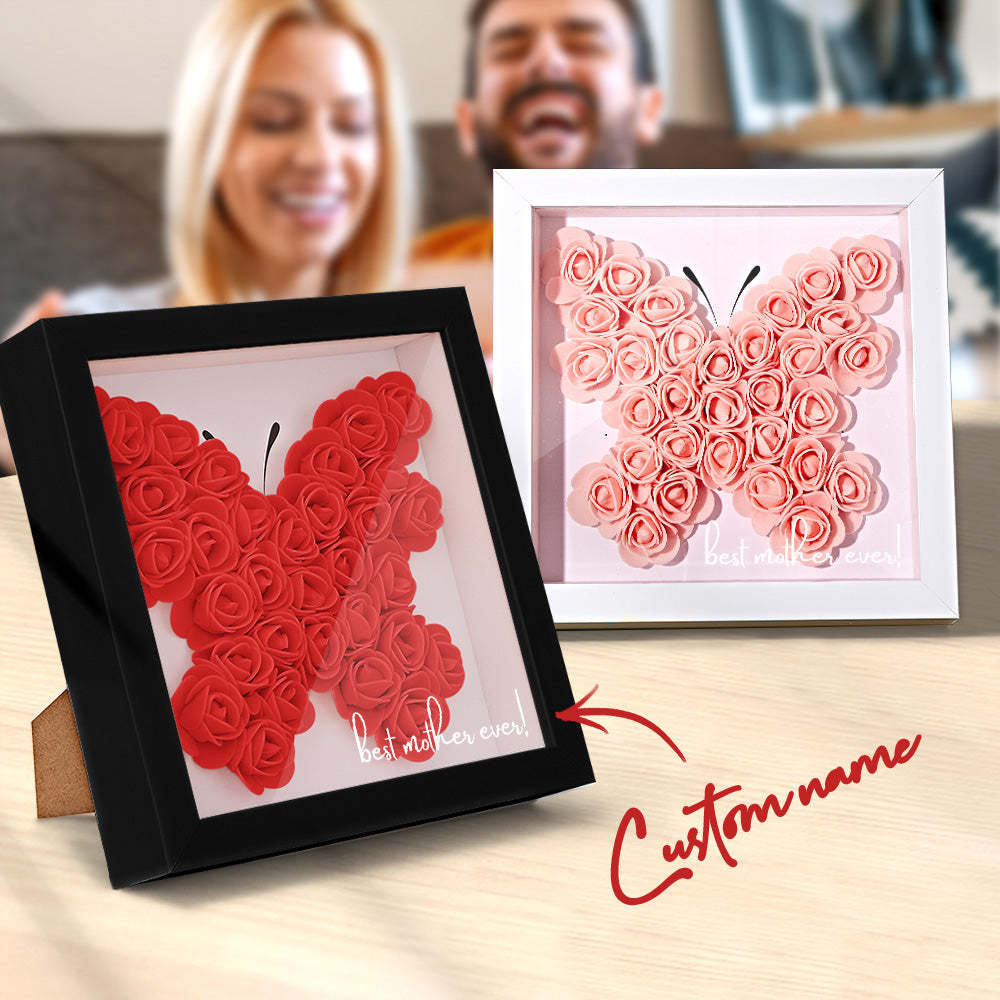 Boîte D'ombre De Fleur Personnalisée Nom Personnalisé Cadeau De Cadre De Fleur D'ombre De Fleur - votrecollierprenomfr