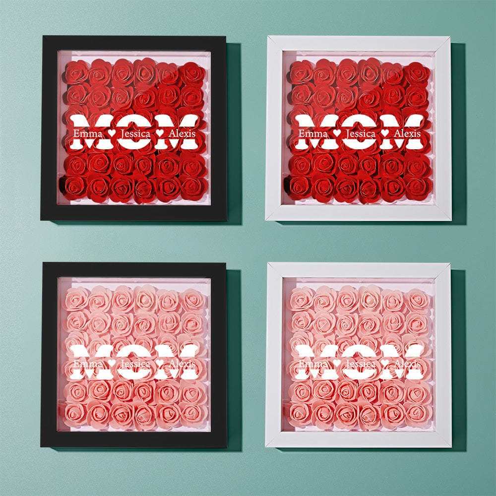 Boîte D'ombre De Fleur Personnalisée Nom Personnalisé Cadeau De Cadre De Fleur D'ombre De Fleur Pour La Maman - votrecollierprenomfr