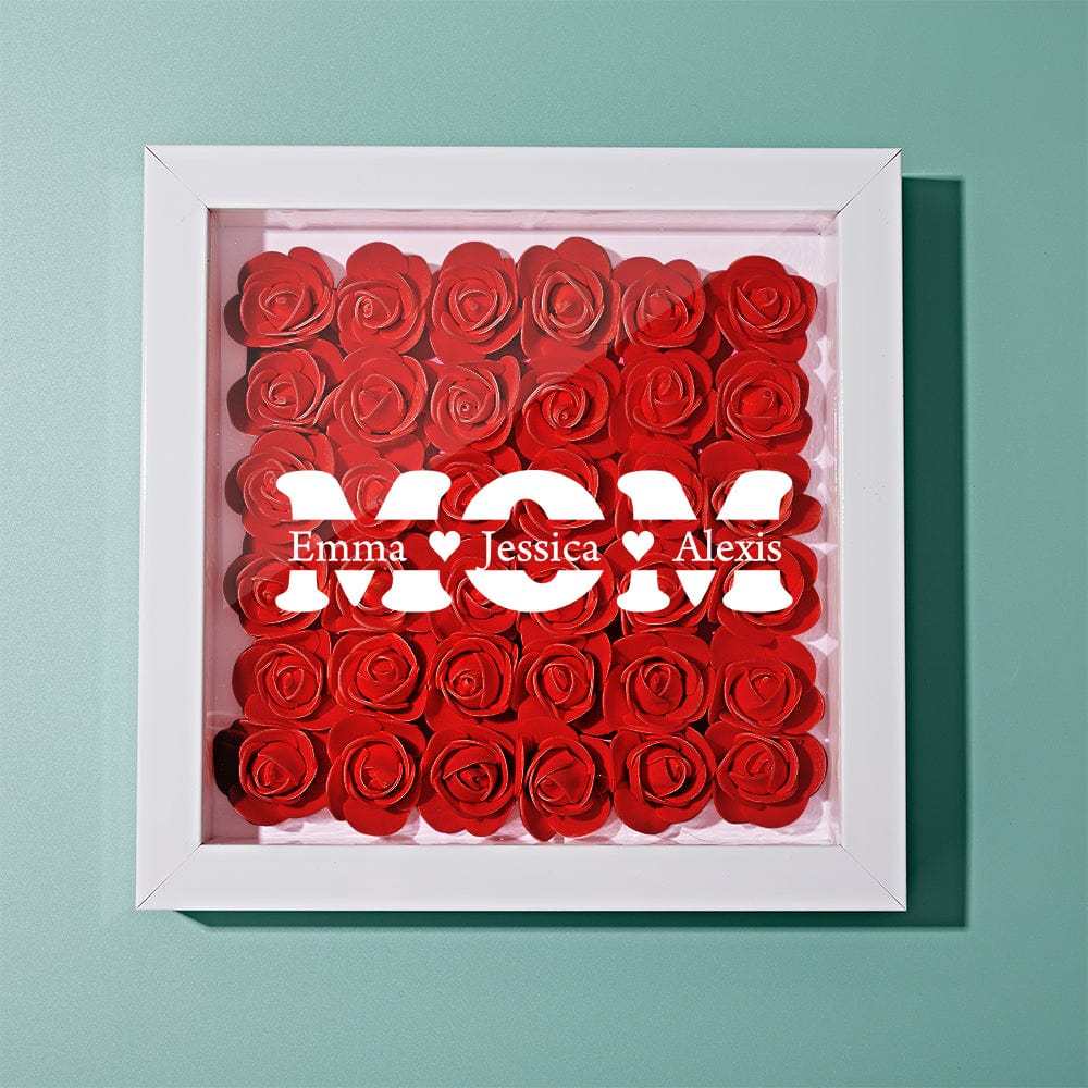 Boîte D'ombre De Fleur Personnalisée Nom Personnalisé Cadeau De Cadre De Fleur D'ombre De Fleur Pour La Maman - votrecollierprenomfr