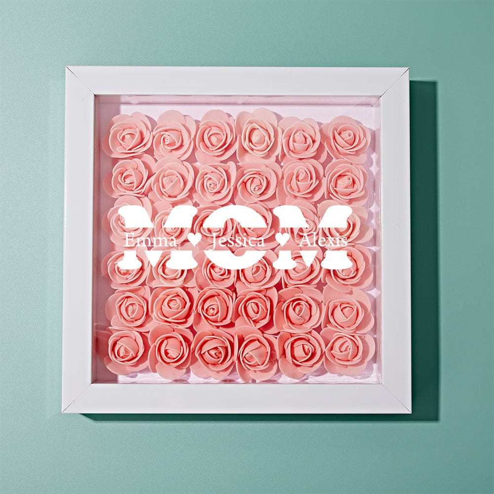 Boîte D'ombre De Fleur Personnalisée Nom Personnalisé Cadeau De Cadre De Fleur D'ombre De Fleur Pour La Maman - votrecollierprenomfr