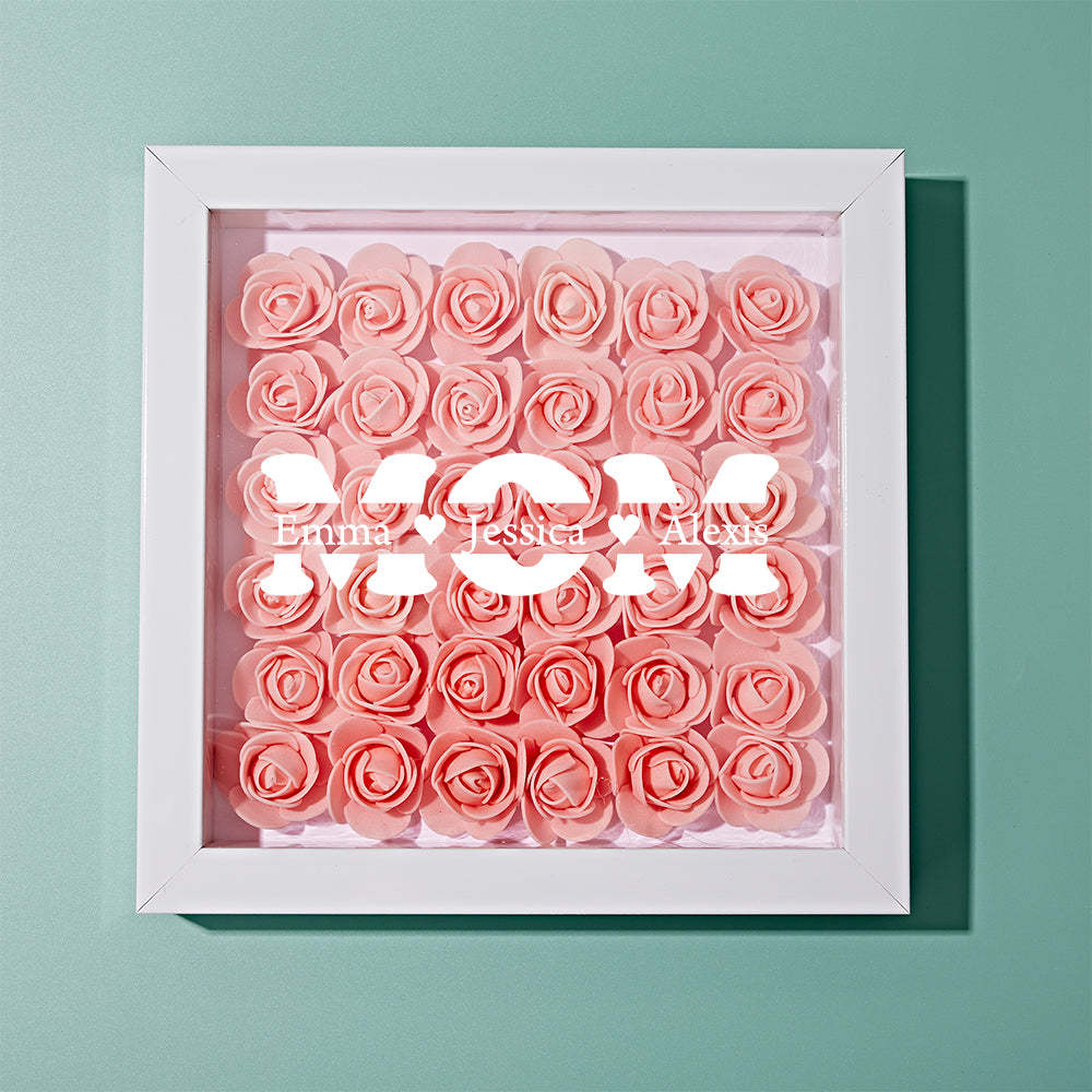 Boîte D'ombre De Fleur Personnalisée Nom Personnalisé Cadeau De Cadre De Fleur D'ombre De Fleur - votrecollierprenomfr