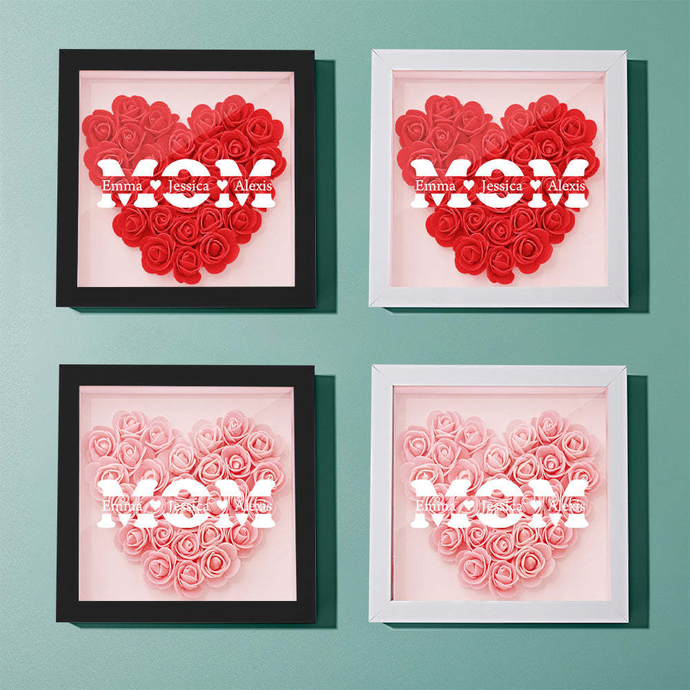 Boîte D'ombre De Fleur Personnalisée Nom Personnalisé Cadeau De Cadre De Fleur D'ombre De Fleur - votrecollierprenomfr