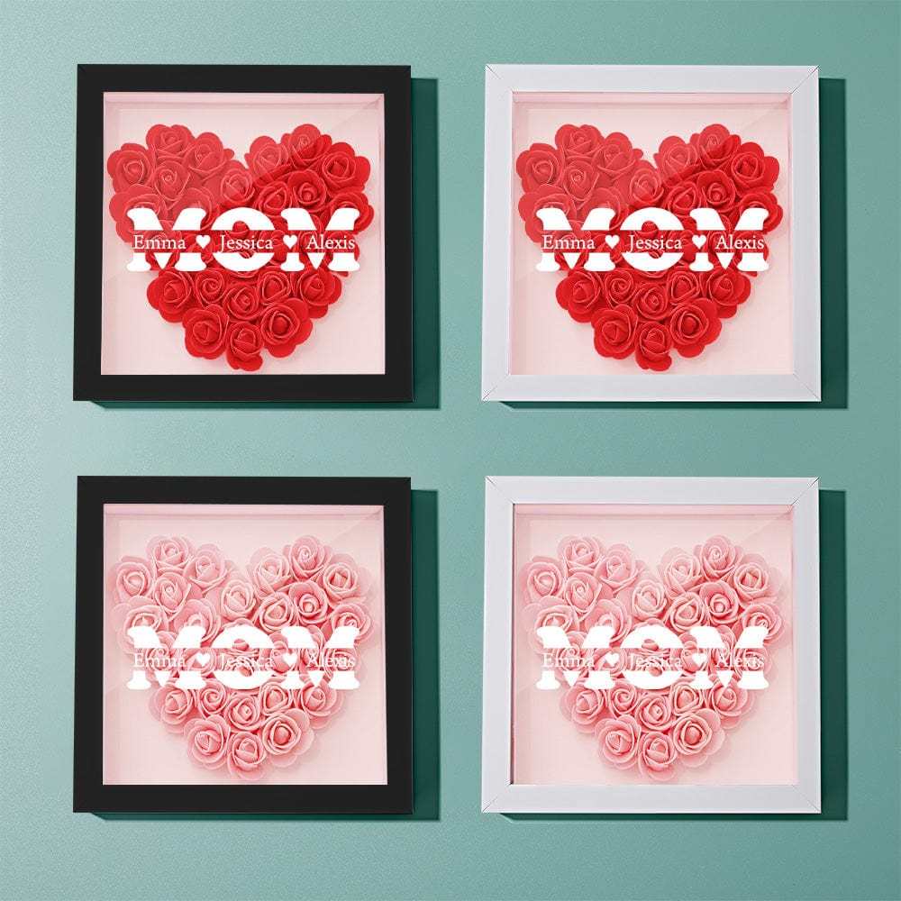 Boîte D'ombre De Fleur Personnalisée Nom Personnalisé Cadeau De Cadre De Fleur D'ombre De Fleur Pour La Maman - votrecollierprenomfr