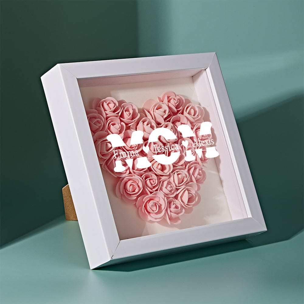 Boîte D'ombre De Fleur Personnalisée Nom Personnalisé Cadeau De Cadre De Fleur D'ombre De Fleur Pour La Maman - votrecollierprenomfr