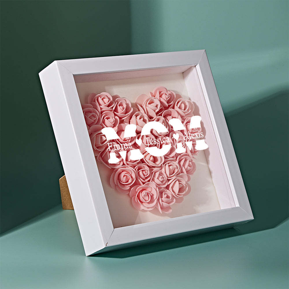 Boîte D'ombre De Fleur Personnalisée Nom Personnalisé Cadeau De Cadre De Fleur D'ombre De Fleur - votrecollierprenomfr