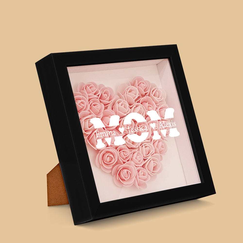 Boîte D'ombre De Fleur Personnalisée Nom Personnalisé Cadeau De Cadre De Fleur D'ombre De Fleur Pour La Maman - votrecollierprenomfr
