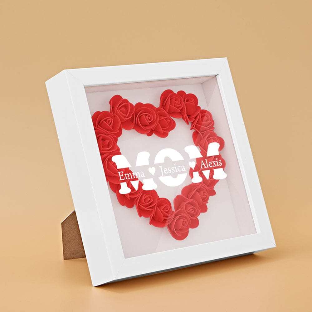Boîte D'ombre De Fleur Personnalisée Nom Personnalisé Cadeau De Cadre De Fleur D'ombre De Fleur Pour La Maman - votrecollierprenomfr