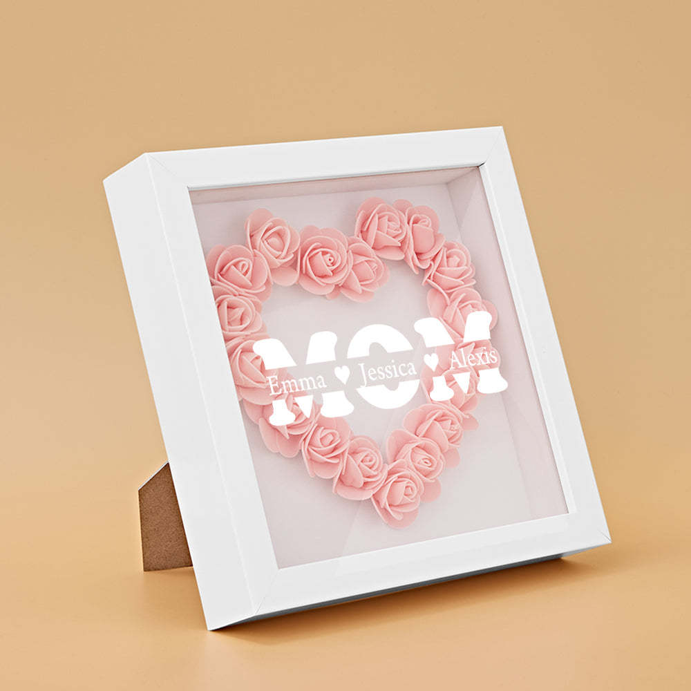 Boîte D'ombre De Fleur Personnalisée Nom Personnalisé Cadeau De Cadre De Fleur D'ombre De Fleur - votrecollierprenomfr