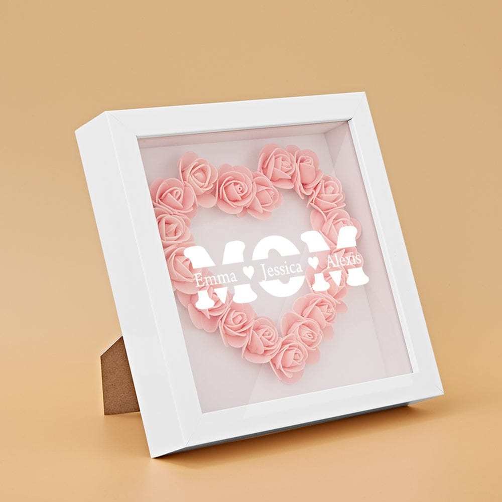 Boîte D'ombre De Fleur Personnalisée Nom Personnalisé Cadeau De Cadre De Fleur D'ombre De Fleur Pour La Maman - votrecollierprenomfr