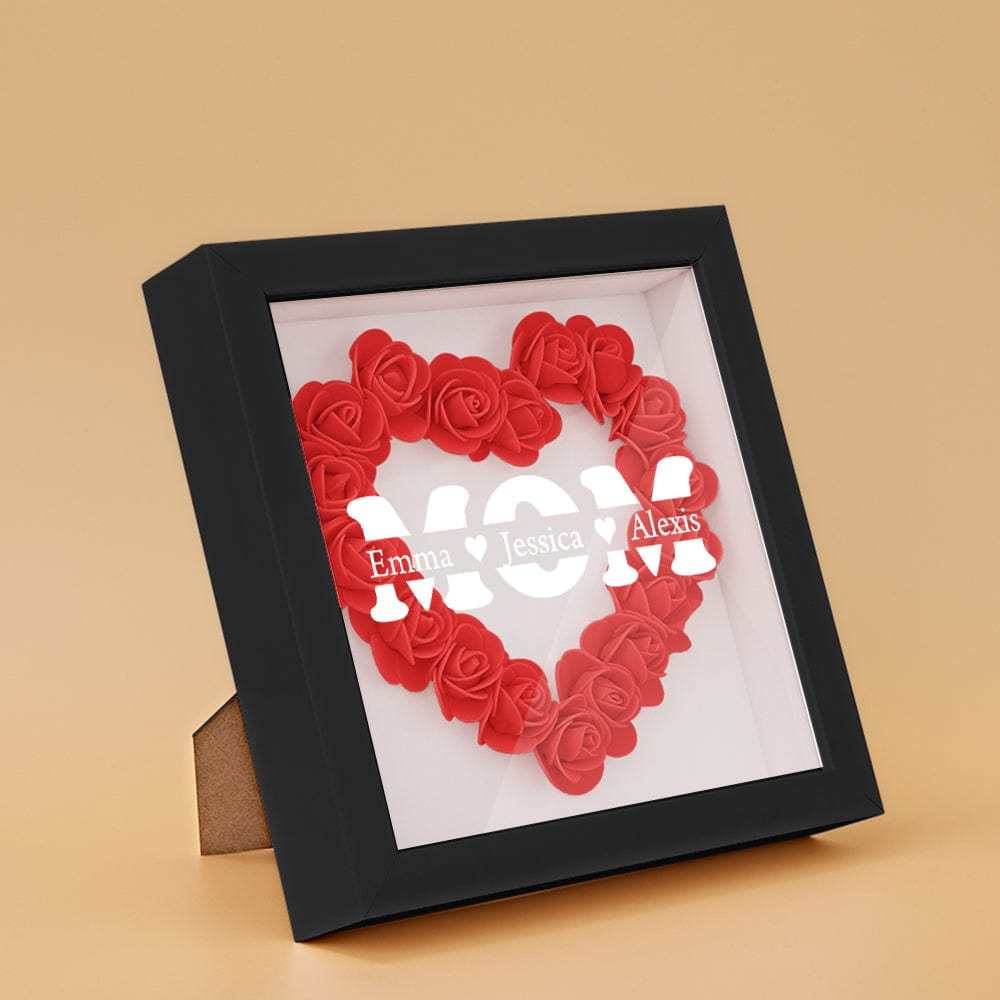 Boîte D'ombre De Fleur Personnalisée Nom Personnalisé Cadeau De Cadre De Fleur D'ombre De Fleur Pour La Maman - votrecollierprenomfr